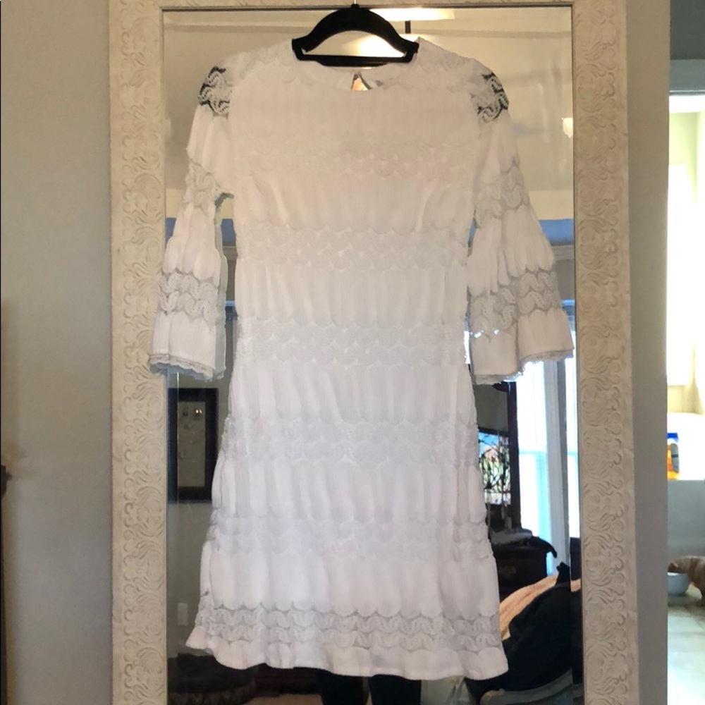 New York and Company White Bell Sleeve Dress